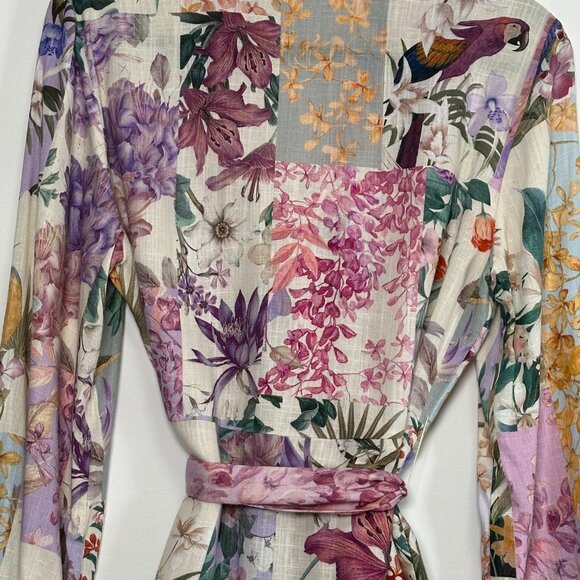 ZARA BLOGGER'S FAVE DRESS Multi-Color Viscose Linen Floral +, Med New w/out Tags - Picture 12 of 15